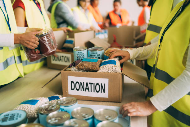 Volunteers helping to make food donation